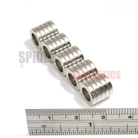 Magnet Rings 10mm dia x 2mm thick + 6mm hole Neodymium 10/6/2 mm