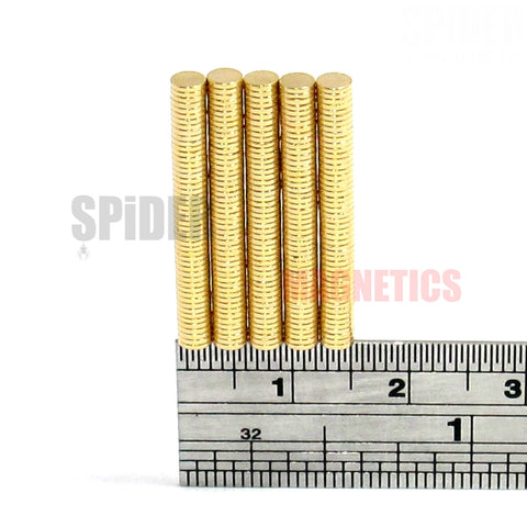 Magnets 3x0.5 mm N52 Grade Gold Plated Neodymium Discs 3mm diameter x 0.5mm