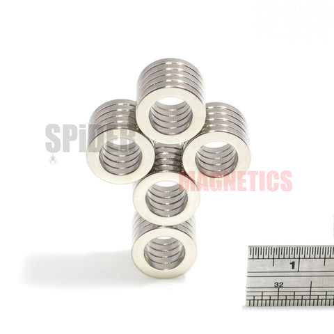 Magnets 13mm dia x 2mm thick + 8mm hole N52 Neodymium Rings 13/8/2 mm