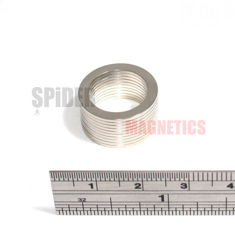 Magnets 19mm dia x 1mm thick + 14mm hole Neodymium Rings 19/14/1 mm