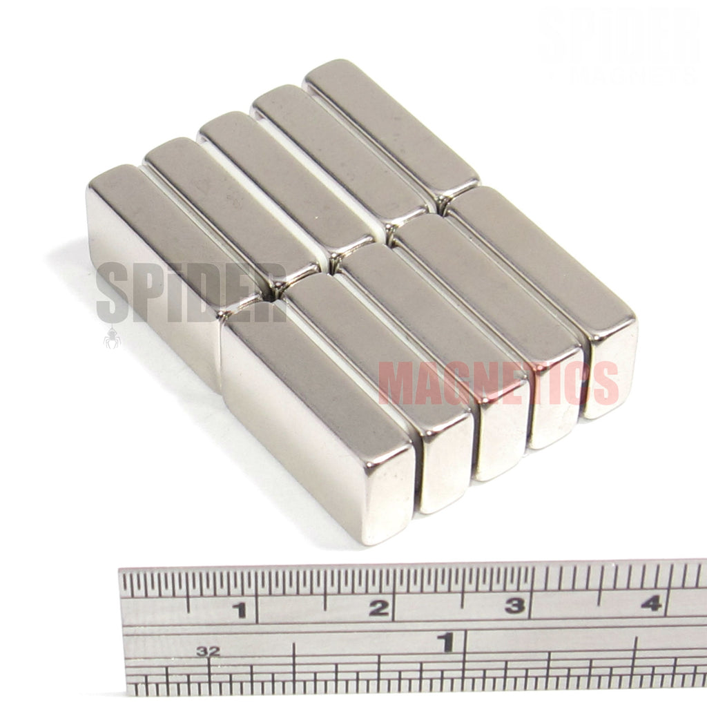 100mm X 10mm X 5mm N50 Neodymium Bar Magnets – Rare Earth, Nickel Plated (Lots Available)