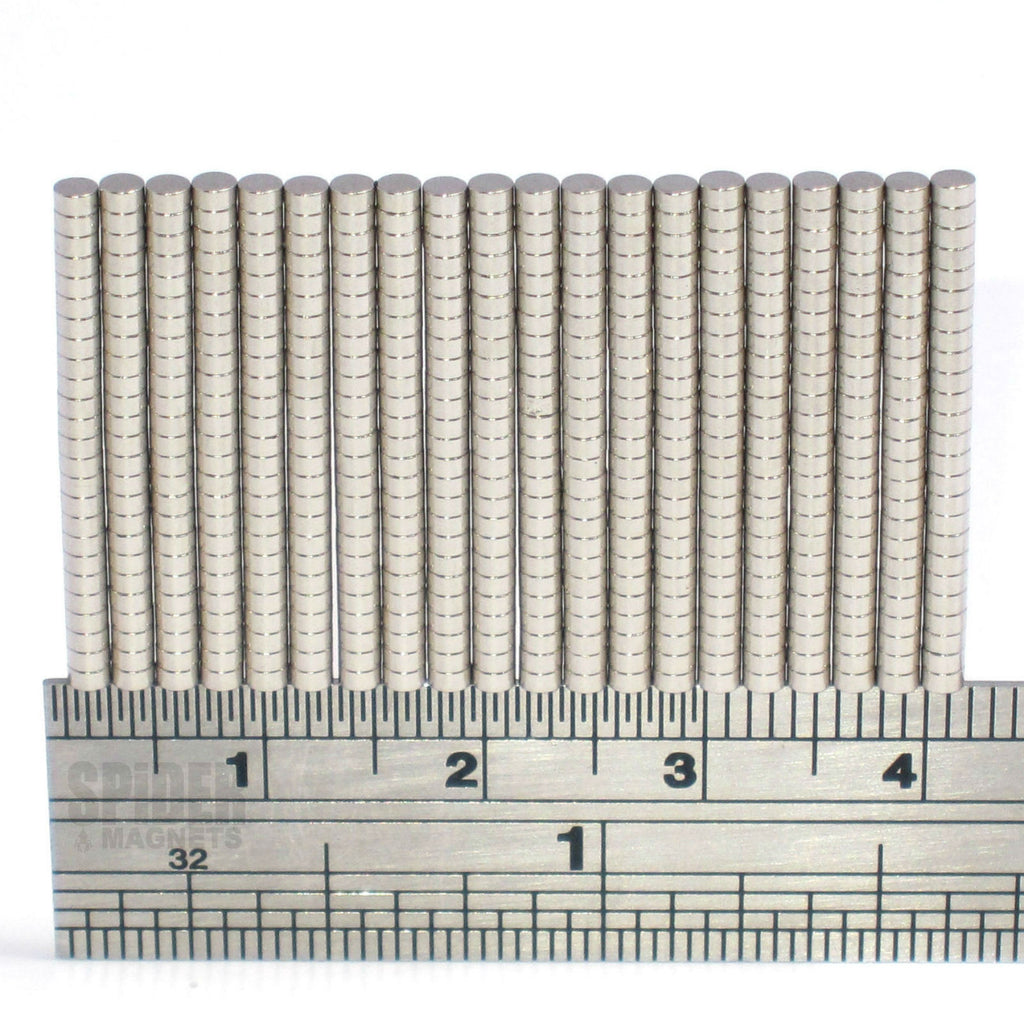 Magnets 2x1 mm N35 Grade Neodymium Discs 2mm diameter x 1mm thick - Spider Magnetics Ltd
 - 1