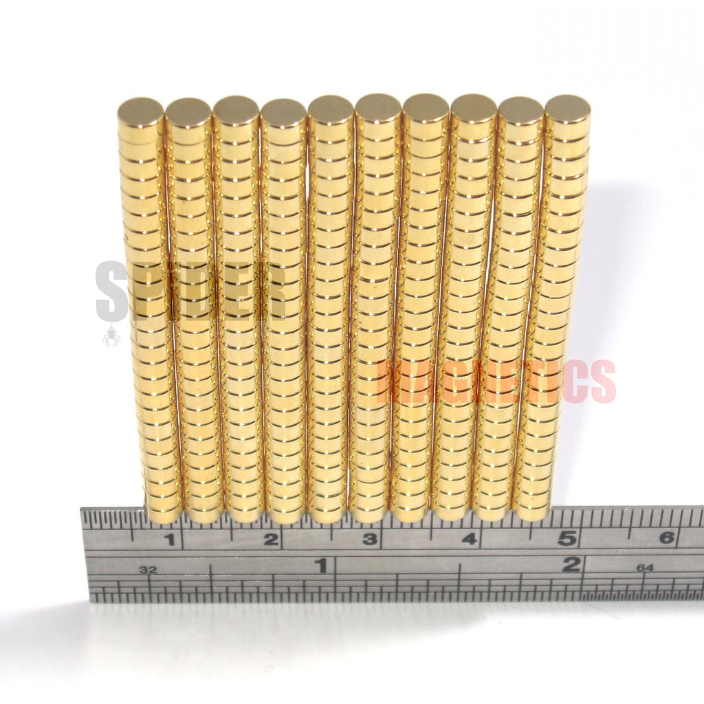 Magnets 4x2 mm N52 Grade Gold Plated neodymium discs 4mm diameter x 2mm